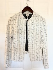 Women's Halogen Ivory w Black Jacquard Blazer Jacket Size Small 99 MSRP