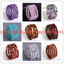 Wholesale 4pcs 8mm Fashion Round Gemstone Beads Stretchable Bracelet 7.5''