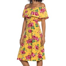 Floral Off Shoulder Flare Dress Sz Small