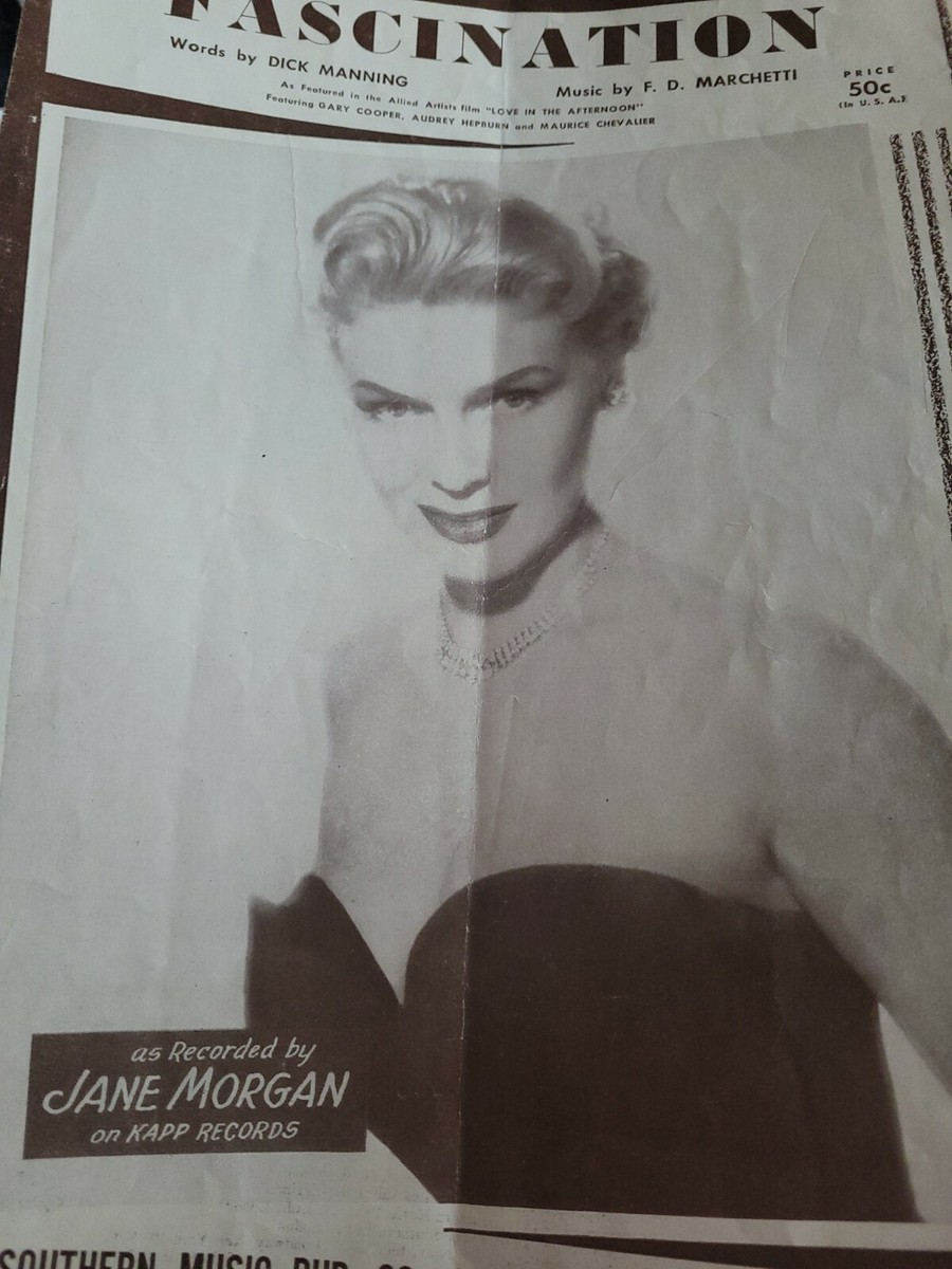 アート・デザイン・音楽 fashination Fascination Sheet Music Vintage 1954 Jane Morgan F D Marchetti