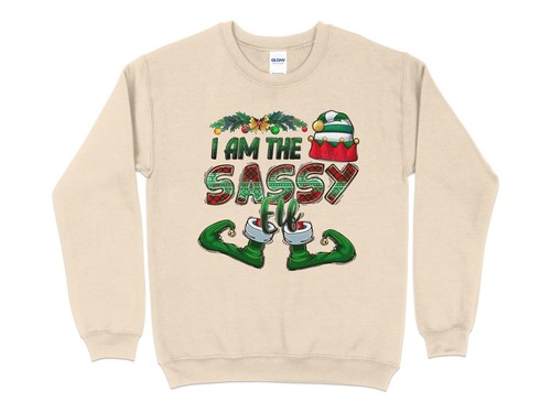 I Am The Sassy Elf, The Sassy Elf, Funny Christmas Sweatshirt, Ugly Christmas Sw - Picture 9 of 19