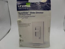 LEVITON 06674-P0W SURESLIDE UNIVERSAL 150W LED & CFL/600W DIMMER SWITCH WHITE