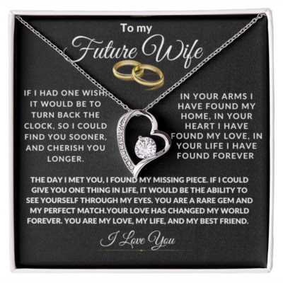 To My Future Wife One Wish Gold Bands Forever Love Personalized Necklace Gift