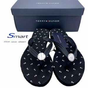 NEW SIZES 7-8 WOMEN Tommy Hilfiger Logo Thong Flip Flops Sandals Black Beach TH | eBay