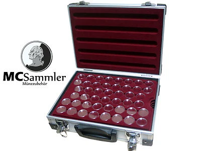 MC SAMMLER Alu Münzenkoffer Münzkoffer für 230 Stk 2 Euro Münzen in Kapseln NEU!