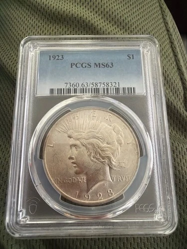 1923 peace silver dollar MS63