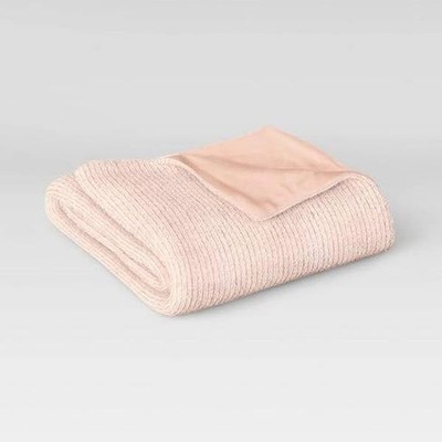 Room Essentials Ribbed Plush Throw Blanket 60''x 50'' - Pink NEW