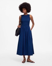 NWT Madewell Women's Blue Moon Melody Scoopback Smocked Midi Dress Size M