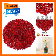 Sea Glass Stones, Red Clear Glass Pebbles, 14oz, Aquarium Rocks, Vase Fillers