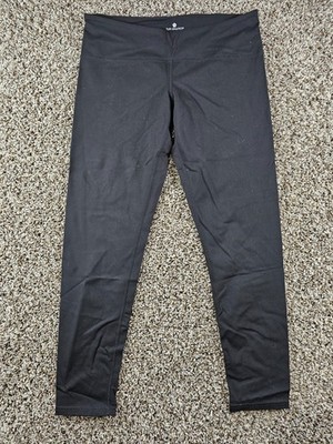 Tuff Athletics Womens Sz L Ankle Length Compression Active Leggings Solid Black
