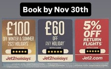 5 x Jet 2 Rain Cheque &pound;100  Voucher and &pound;60 raincheque and 5% Flight Discount