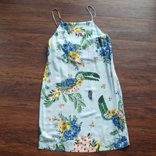 Farm Rio Blue Floral Toucan Y2K Chic Feminine Dainty Boho Mini Slip Dress