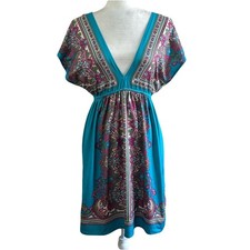 Forever 21 Vtg Y2K Paisley Boho Summer Mini Flowy Dress Womens S