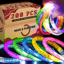 200 Pcs Glow Bracelets, Led Bracelet Glow in the Dark Party Supplies, Rave Trink