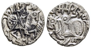 FITZ HINDU SHAHIS SAMANTA DEVA JITAL KABUL INDIA 18mm 3.02g BILLON ±BAM873