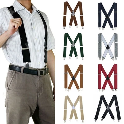 Hosenträger starke 50mm Damen Herren Extra Breit Hosen X-Form mit 4 Clip Krallen - Bild 1 von 4