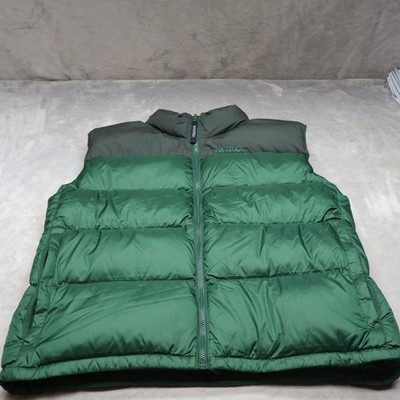 Marmot Down Vest Mens Large Green Insulated Light Full Zip Winter Quilted Puffer