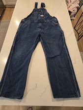 Round House Overalls Mens Blue Denim Made in USA No Size Tag See Measurements