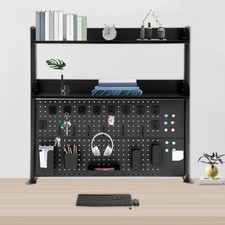 2-shelves Desktop Bookshelf For Computer Monitor Countertop Storage Hutch Black