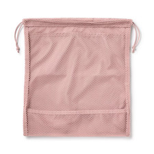 MUJI Polyester Mesh Drawstring Bag Double Type Pink M Approx. 27 x 30 x 12 cm