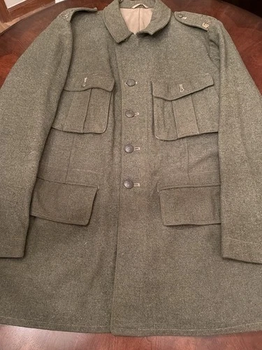 True Vintage 1940s WWII Army Wool Military Button Coat Rare