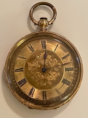 18K Gold Antique Pocket Watch - European Open Face - 39mm and 47g