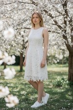 ASTR The Label M White Tenured Floral Lace Bodycon Dress Coquette Monochrome