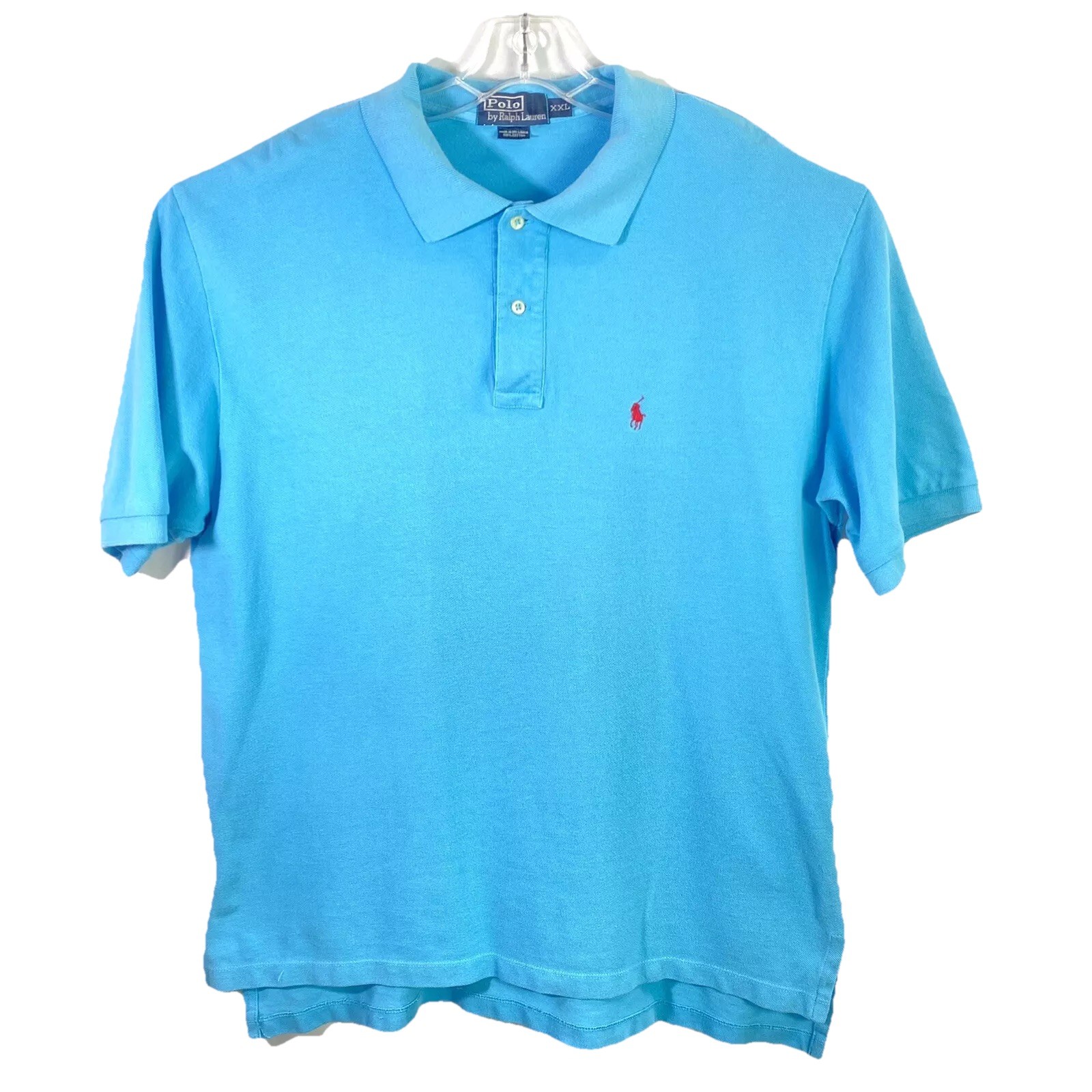 Polo Ralph Lauren camicia uomo taglia 2XL manica corta colletto blu rosso pony