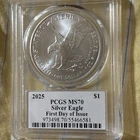 2025 American Silver Eagle MS-70 PCGS {First Day of Issue]