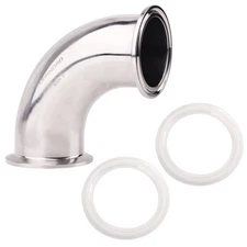DERNORD 2" Tube OD Sanitary Ferrule Elbow 90 Degree Pipe Fitting with 2 Silic...