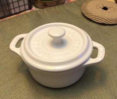 Staub White Truffle Mini Cocotte Ceramic  .25qt 4'' 10cm - NIB