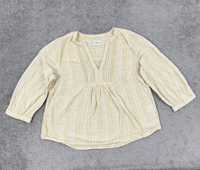 Wrap London Blouse Top Womens UK 14 / US 10 Yellow White Striped Beachy Minimal