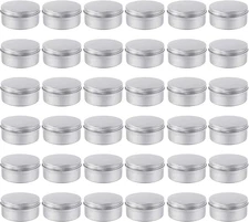 Moretoes 36Pcs Tin, 4Oz Metal round Tins, Aluminum Empty Candle Tins with Screw 