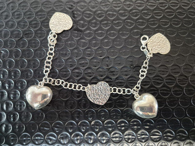 Silver Braclet with heart charms