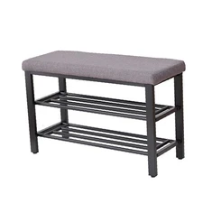 Multifunctional Storage Bench with Cushion Modern Shoe Rack Organizer Furniture