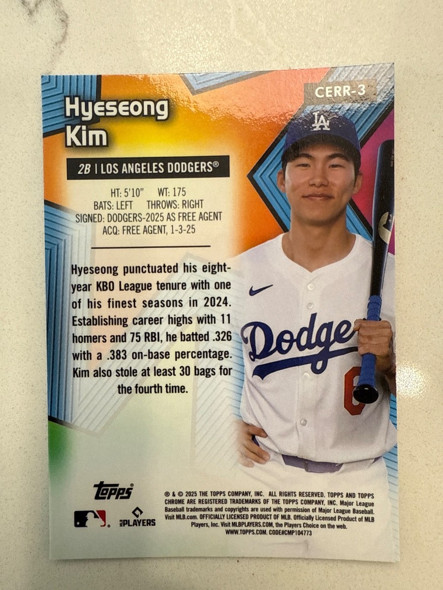2025 Topps Chrome Baseball Hyeseong Kim All-Etch Rookie Rush