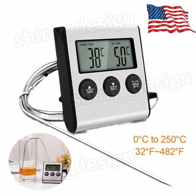 Remote Kitchen Digital Cooking Thermometer Probe Meat Food Temperature w/Timer