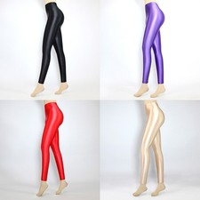 Glossy Spandex Women Girl High Rise Elastic Legging