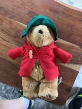 Eden Toys Paddington Bear Red Coat Green Hat 10" Plush Stuffed Animal Vtg