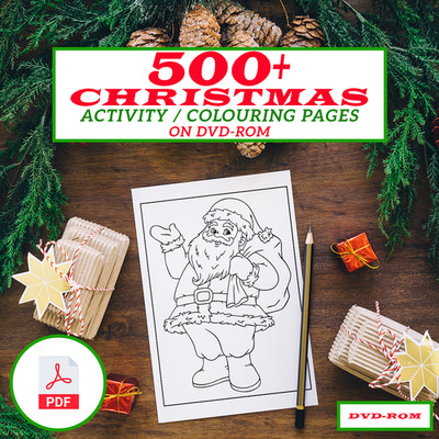 500+ Weihnachtsaktivität & Ausmalbilder für Kinder auf DVD-ROM druckbar PDF