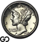 1938-S Mercury Dime Gem BU Full Split Bands, Solid Gem BU++ FSB