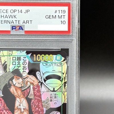 PSA 10 Mihawk OP14-119 SEC Manga Alt Art Azure Sea's Seven ONE