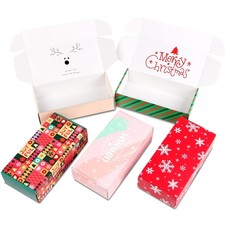 25 Pack 8x4x2 inch Small Christmas Gift Box with Lid, Recyclable Corrugated C...
