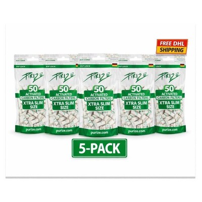 PURIZE Aktivkohlefilter 6mm Extra Slim 50 Stk Original Made in Germany 5-10 Pack