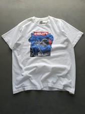 Vintage 90s Hilti Tools Toronto CN Tower Super Hero White T-shirt Cotton XL
