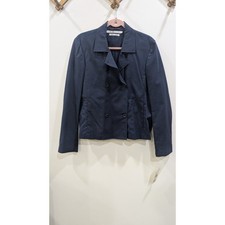 Tommy Hilfiger Womens Navy Blue Cotton Pique Double Breasted Blazer Jacket 12
