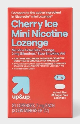 (2)Up&Up Cherry Ice Mini Nocotine Lozenges 2mg Exp 03/27 (162) Lozenges Total