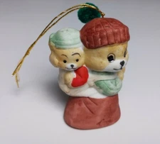 Jasco Bisque Caring Critter Chimers Dad With Son Christmas Tree Ornament 3"