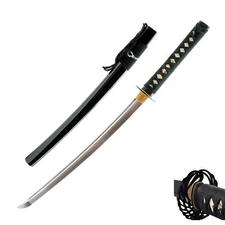 HMS Japanese Samurai Wakizashi Sword, Dancing Crane Tsuba, Hand Forged, 1045 Car