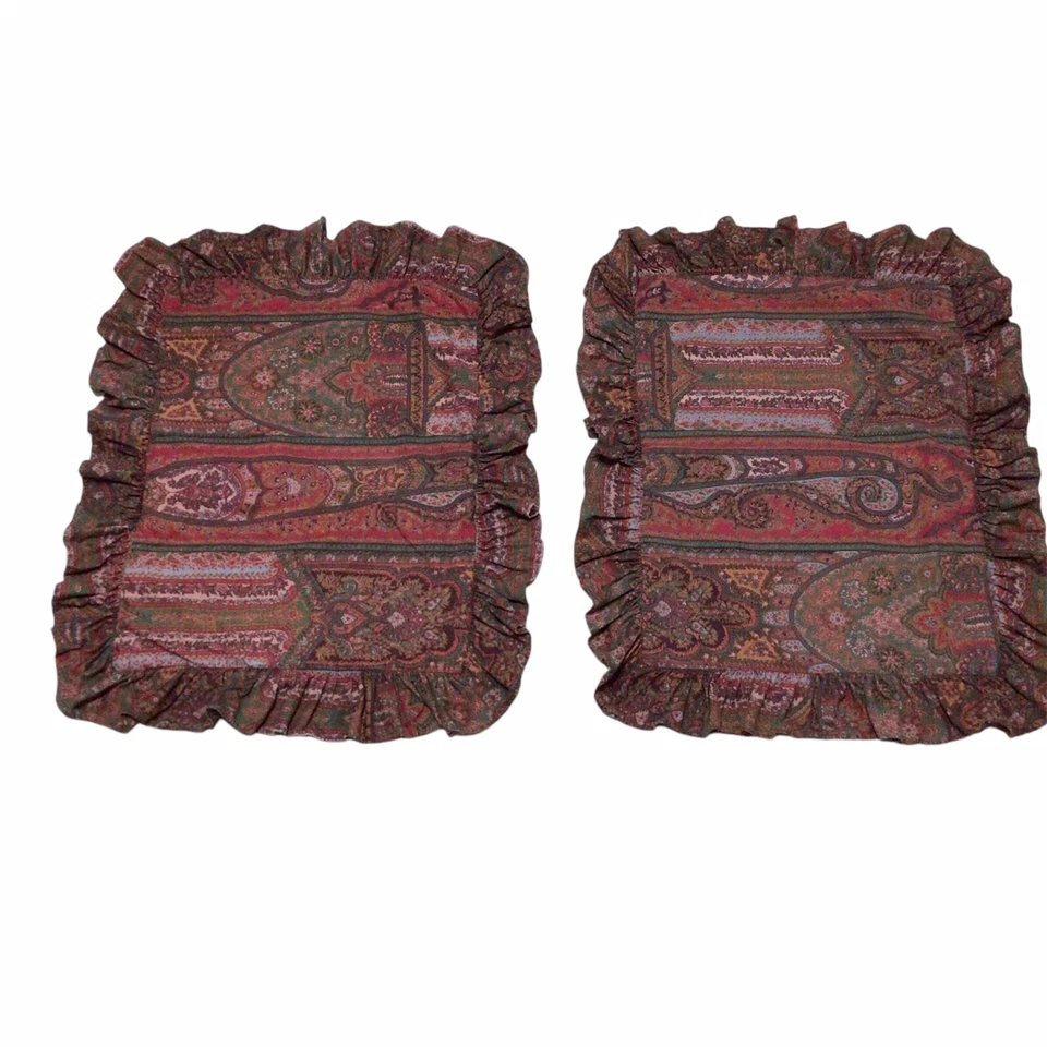 Par de fundas de almohada estándar vintage Ralph Lauren Cardiff cachemir con volantes Foto 2 de 4